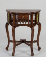 Handcrafted Sheesham wood colonial D shaped console table with spindle design and drawer