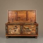 rustic wooden trunk box for blankets or coffee table use