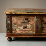 rustic wooden trunk box for blankets or coffee table use