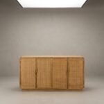 natural rattan cabinet with minimalist design and storage for living or dining room