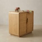 natural rattan storage cabinet with minimalist design for living room or bedroom