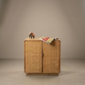 natural rattan storage cabinet with minimalist design for living room or bedroom