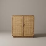 natural rattan storage cabinet with minimalist design for living room or bedroom