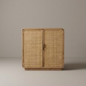 natural rattan storage cabinet with minimalist design for living room or bedroom
