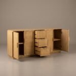 Wooden sideboard with cane fitted doors and drawers