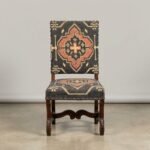 Wooden chair with handwoven jute fabric upholstery
