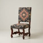 Wooden chair with handwoven jute fabric upholstery