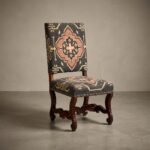 Wooden chair with handwoven jute fabric upholstery