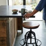 vintage height adjustable stool with footrest