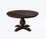 Solid wood round dining table with pedestal base in dark walnut finish