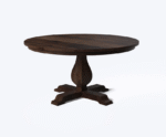 Solid wood round dining table with pedestal base in dark walnut finish