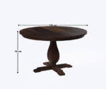 Solid wood round dining table with pedestal base in dark walnut finish