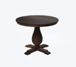 Solid wood round dining table with pedestal base in dark walnut finish