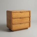 Minimalist solid wood 3-drawer chest cabinet with rounded edges and smooth channel drawers in natural wood finish