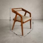 Solid wood dining armchair with upholstered seat and backrest in natural finish