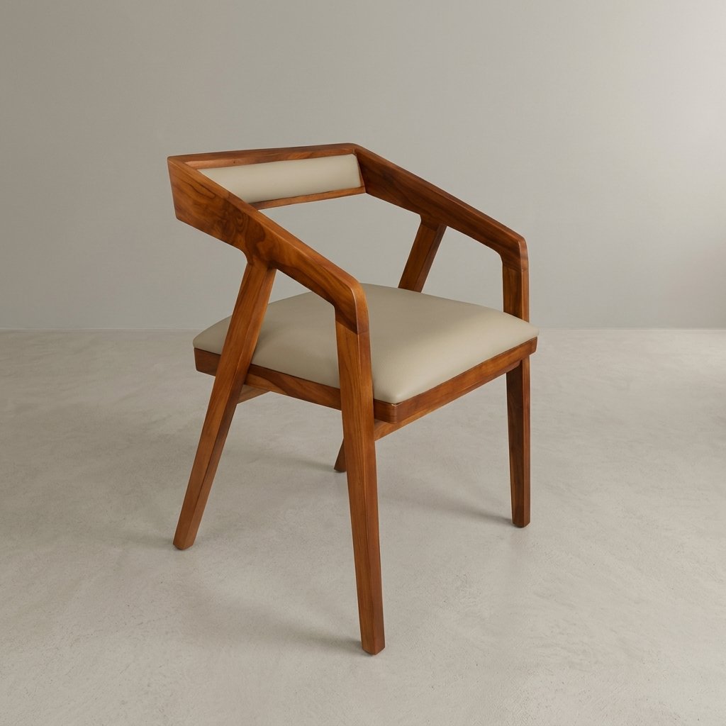 pomelli-image (81) Solid wood dining armchair with upholstered seat and backrest in natural finish