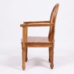 Premium teak wood dining chair with round cane back and natural finish